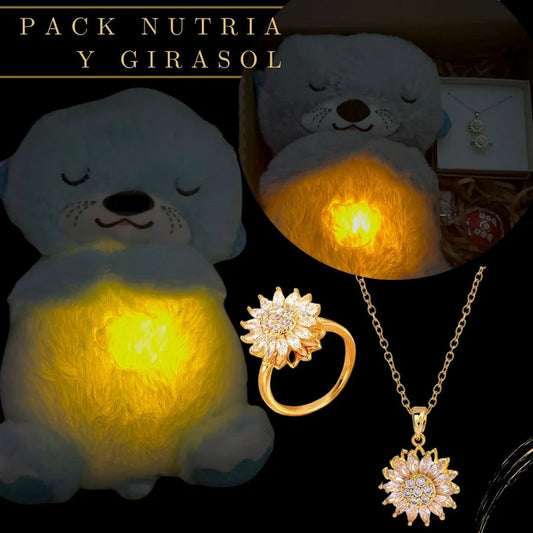 ✨️🦦PACK NUTRIA , ANILLO Y COLLAR GIRASOL , CAJA DE REGALO🦦✨️